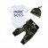 [Woven] Summer European and American Newborn Boys Set Alphabet Cotton Child Short Sleeve Three-piece Childrens Wear