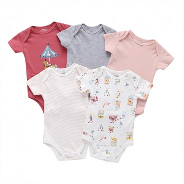 Baby continuous summer newborn bag fart hair five-piece children loaded baby summer triangle haha ​​clothing