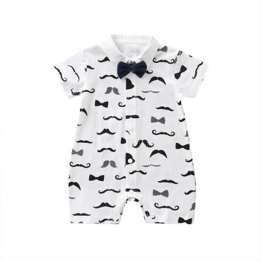 [Woven] Spot summer wild baby young children neutral lapel coat cotton short-sleeved short romper manufacturers