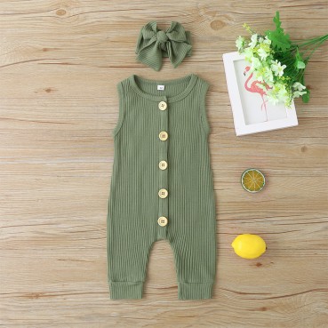 New summer baby sleeveless tanks solid color single-breasted newborn rope baby pack wholesale