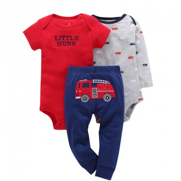 New infant mens baby cotton coat + trousers three sets of sets