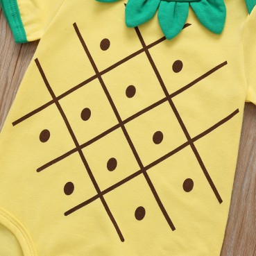 [Woven] new products summer cute personality pineapple baby children childrens lunar clothes short-sleeved triangle