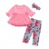 Hot batch new pink childrens autumn set girls printed trousers + top three sets