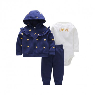 INS autumn and winter three sets of new zipper cardigan trousers men and women baby suction baby suit