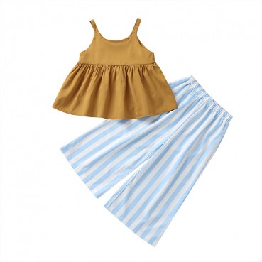 [Woven] new summer Europe and the United States and child childrens suit hanging clothing striped trousers two-piece