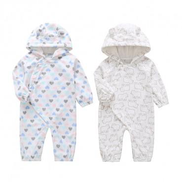 Autumn new thickened hooded hooded hooded ha rape men and women baby baby child dressing romper