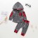 Hot Boy Gray Autumn Hood Sweater Set Children Casual Red Plaid Two Pieces