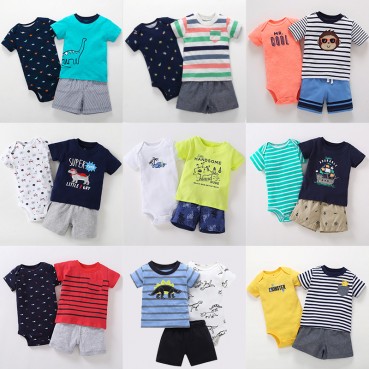 INS newborn 3 pieces of summer new baby lingerie hare children T-shirt childrens suit wholesale