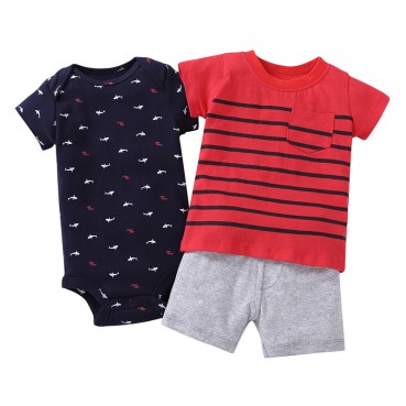 INS newborn 3 pieces of summer new baby lingerie hare children T-shirt childrens suit wholesale