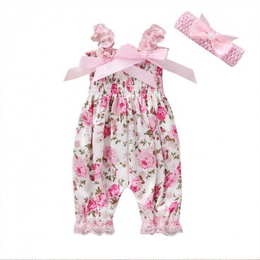 [Woven] spot baby young childrens baby sweet summer European and American female floral coat sleeveless crawling