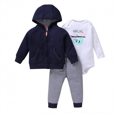 Manufacturers wholesale autumn casual baby childrens childrens suit gray long sleeve hooded jacket trousers haras 3