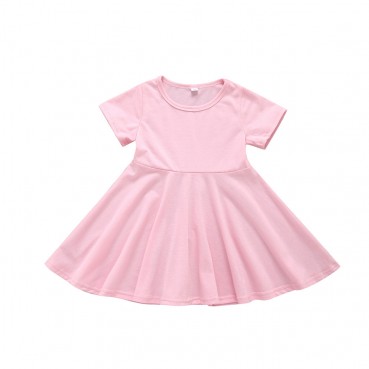 Summer Korean version of the childrens childrens clothing solid color princess short-sleeved dress childrens skirt