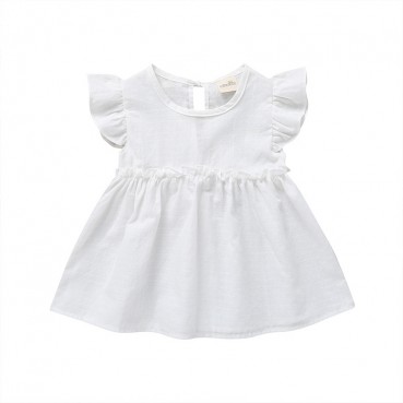 Spot spot summer sweet baby young child girls dress solid color sleeveless shirt hot sale