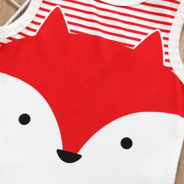 Summer new baby triangle hanie baby sleeveless cartoon print small animal models childrens romper