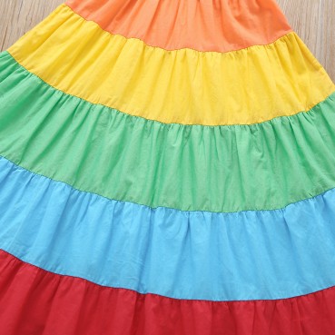 [Knit] factory spot summer Europe and the United States and child girls clothing colorful color matching hanging dress