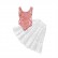 Summer small girls red striped back coupon swimwear skirt set