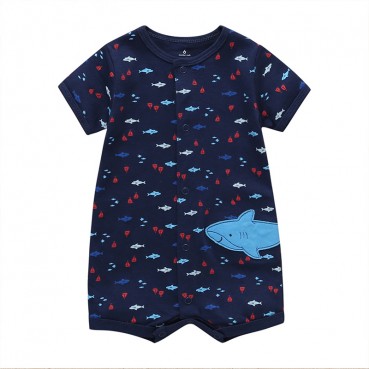 [Knitting] new infant suite summer short-sleeved mens baby card printing flower circle short rope wholesale