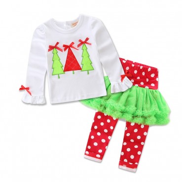 Childrens new European and American girl cartoon new year Christmas models two-piece suit factory direct sales