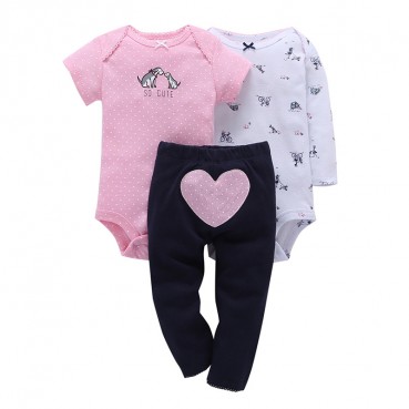 New infant mens baby cotton coat + trousers three sets of sets