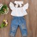 New European and American fashion girl suit girls over-cave jeans two-piece wholesale hot sale