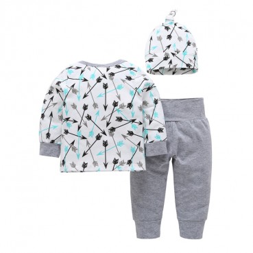 INS new set infant full print arrow three-piece long-sleeved T-shirt trousers hat