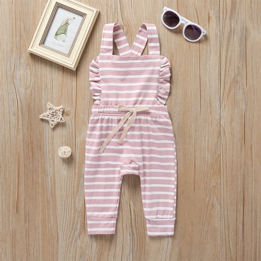 Spot summer European and American baby girl girls striped strap connecting sleeveless romper manufacturers hot batch