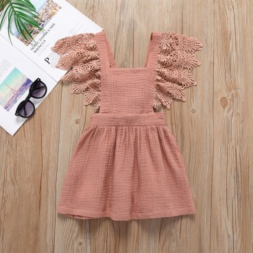 Summer European and American baby girls womens clothing lace cotton solid color strap strand skirt children skirt