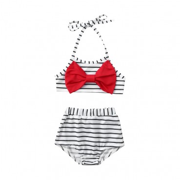 Infant Swimwear Set Striped Bow Comfort Soft Girl Swimwear Two Sets