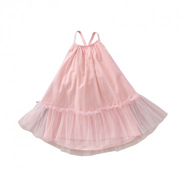 [Woven] Summer European and American girls dress skirt baby childrens candy color solid color fashion ceiling skirt A