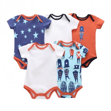 Summer costume baby short-sleeved ha clothing baby baby cartoon triangle short climb five-piece set