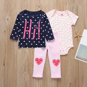 [Woven] Spot Spring and Autumn European and American baby girls suit trousers long-sleeved three-piece childrens