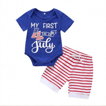 Summer US Independence Day Hot 2 sets of European and American Newborn Shorts + Short Sleeve Harbor Set