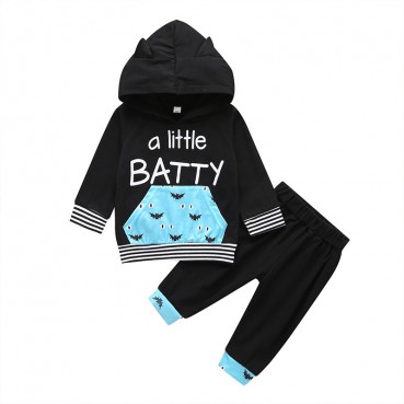 [Knitting] new childrens sweater set of spring autumn hooded long sleeve top trousers 2 pieces of hot wholesale