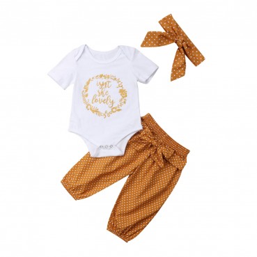 [Knitting] INS spot European and American baby suit summer wave point fashion letter new short sleeve children 3 sets