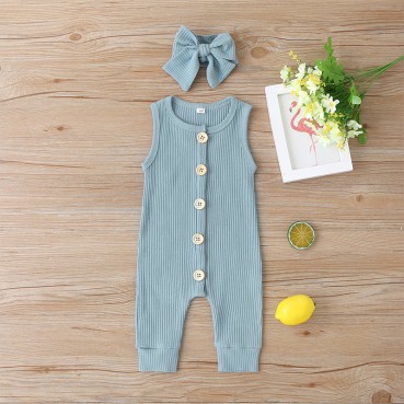 New summer baby sleeveless tanks solid color single-breasted newborn rope baby pack wholesale