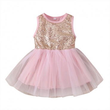 [Others] new girls dress sleeveless sequins childrens clothing princess wind turbu skirt sweet princess skirt hot sale