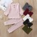 Childrens solid color two-piece long sleeve round neck trousers simple fashion pants suit men and women children