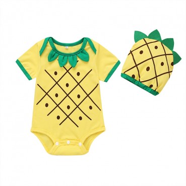 [Woven] new products summer cute personality pineapple baby children childrens lunar clothes short-sleeved triangle