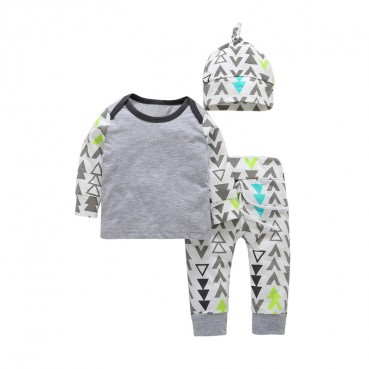 INS explosion models children set autumn and winter baby three-piece European and American printing child suit