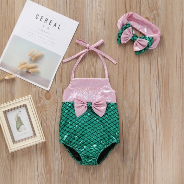 Spot infant girl summer mermaid bow troops