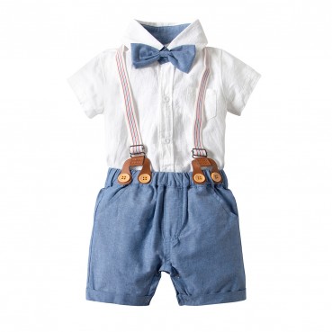 New childrens back lead knuckle suit childrens clothing summer boys short-sleeved shirt shorts factory direct sales