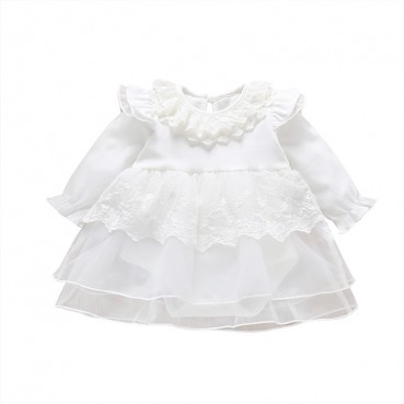 Infant and child girl bow dress spring autumn long sleeve lace fashion sweet beautiful dress