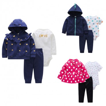 INS autumn and winter three sets of new zipper cardigan trousers men and women baby suction baby suit