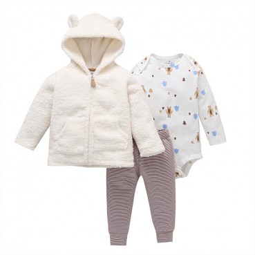 Manufacturers wholesale autumn casual baby childrens childrens suit gray long sleeve hooded jacket trousers haras 3