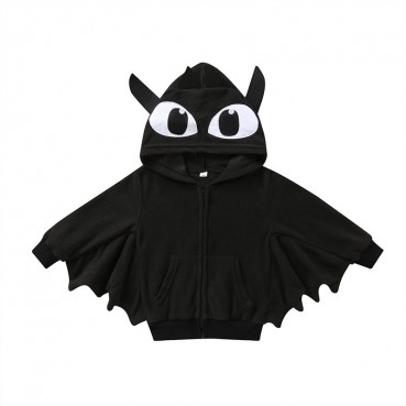 [Knit] Halloween childrens jacket hooded black bat model long sleeve boy autumn cardigan topped hot sale wholesale