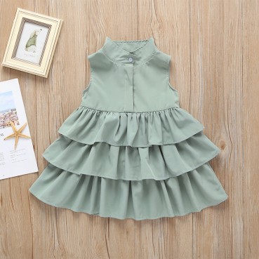 Summer European and American childrens childrens children tide Fan Puring chiffon sleeveless dress childrens skirt