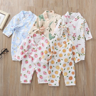 [Knit] new long-sleeved baby prints and still clothes baby lingerie ha clothing newborn climbs out of clothing hot sale