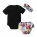 INS explosion models girls short-sleeved clothing + floral small pants + head towels 3