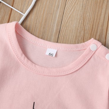 [Knit] European and American summer baby short sleeve liab clothes dark buckle fashion cartoon cute baby haha