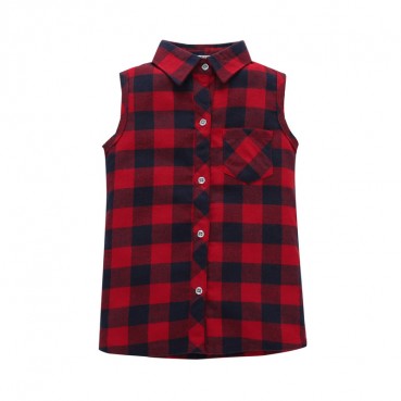 INS European and American childrens clothing boys vest lattice shirts in summer shirt heat